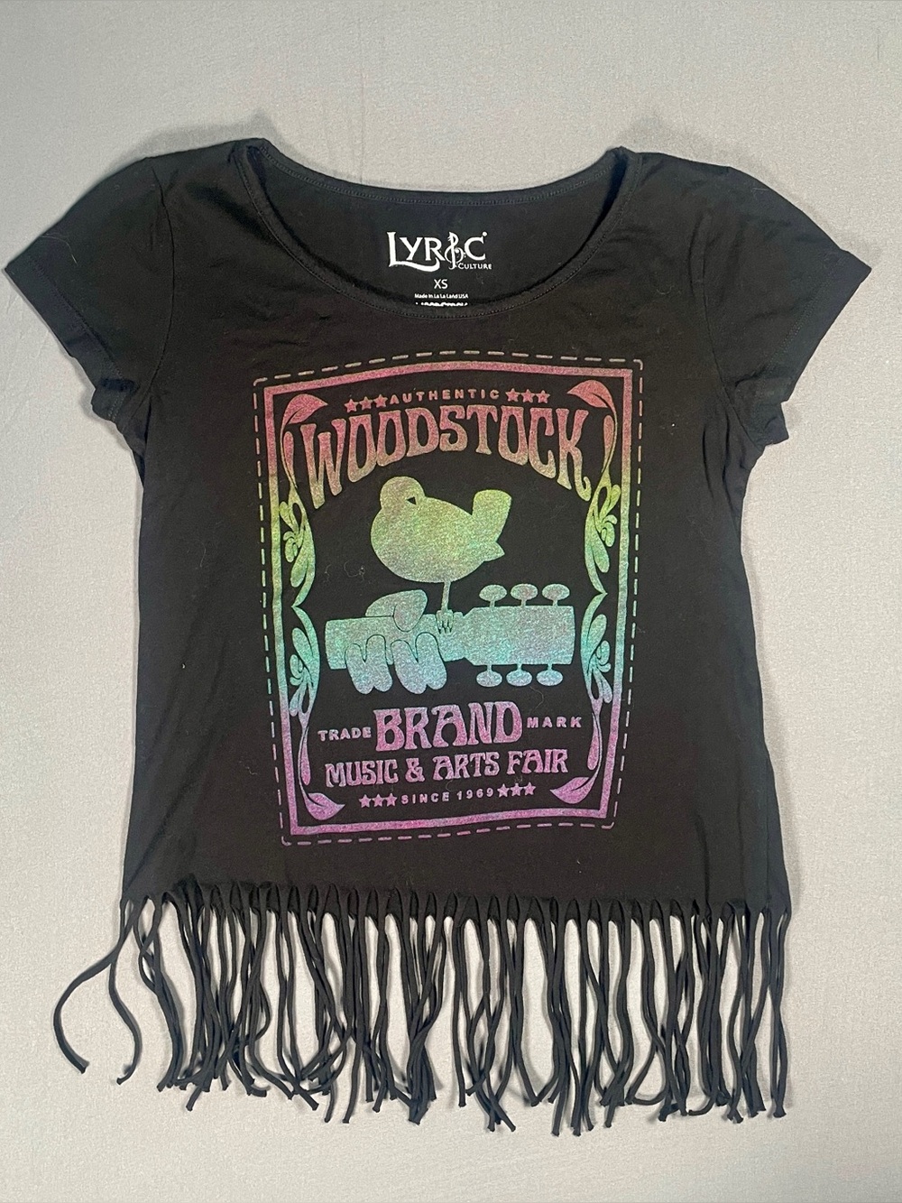Black Woodstock Fringe Graphic Tee for Kids